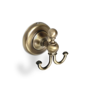 Albany Double Hook - Aged Brass