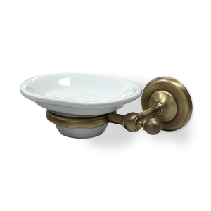 Albany Soap Dish - Aged Brass/White