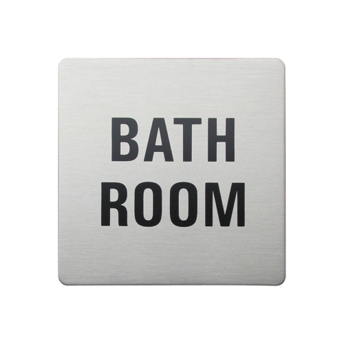 Urban Steel Square Sign - BATH ROOM - Brushed