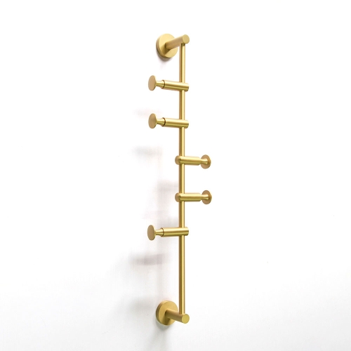Archer Vertical Rail With 5 Hooks - Satin Brass